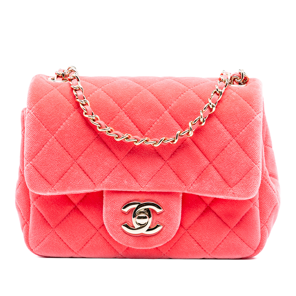 Pre-Loved Chanel Mini Square Classic Velvet Pearl Crush Single Flap